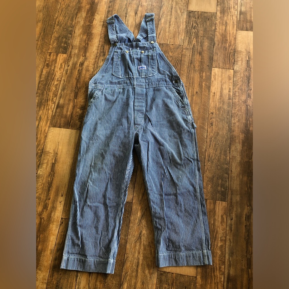 Vintage Big Smith Union USA Railroad Stripe Overall Bibs 22.5” Inseam, Small?